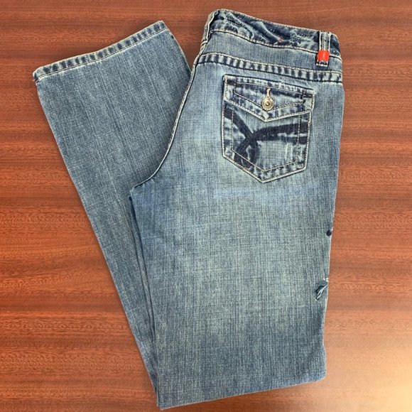 Esprit Jeans With Embroidered Flowers 100% Cotton - Picture 1 of 8